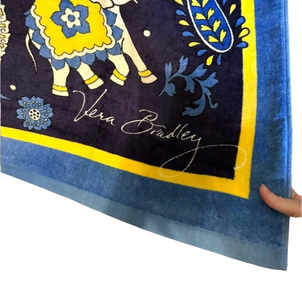 NWT Vera Bradley Ellie Blue Beach Towel Retired Pattern Rare! 33” X 66”